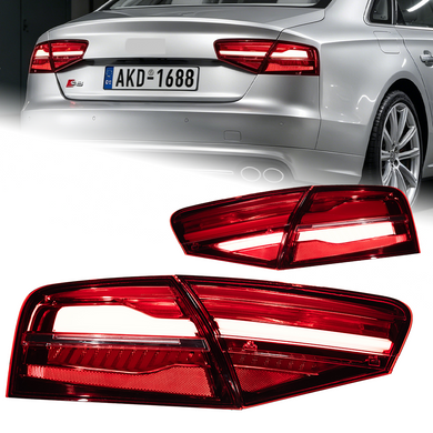 Задние тюнинг лед фонари Audi A8 D4 2010-2017 г.в. Ауди А8 Д4, Audi, A8, Новое, На штатные места, A8 (4H2, 4H8) 2009-