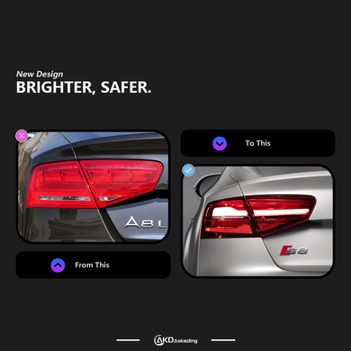 Задние тюнинг лед фонари Audi A8 D4 2010-2017 г.в. Ауди А8 Д4, Audi, A8, Новое, На штатные места, A8 (4H2, 4H8) 2009-
