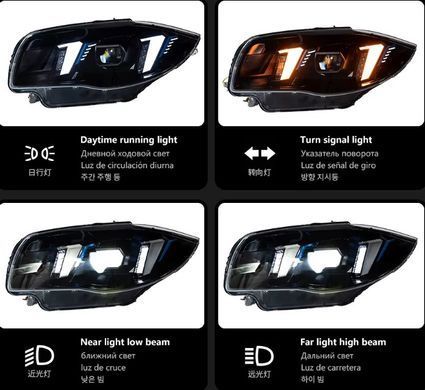 Передні тюнінг лед фари для BMW 1 серии E87 2007-2011 г.в. БМВ Е87, BMW, Альтернативная оптика, 1-Series, Новое, На штатные места