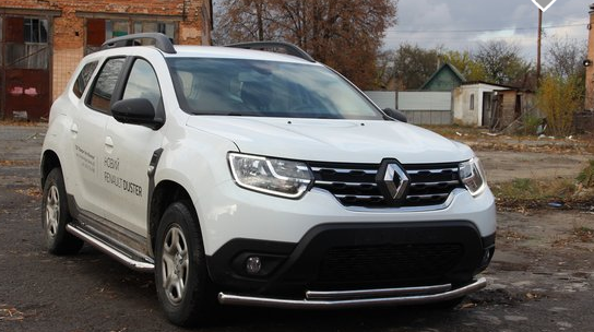 Защита переднего бампер ( двойной ус 60\42 мм ) Renault Duster 2018+ г.в. Рено Дастер