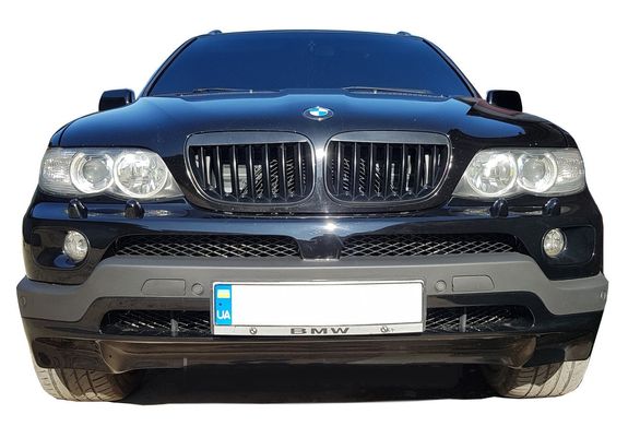 Накладка на передний бампер губа BMW X5 E53 1999-2006 г.в. в стиле 4.8, Черный, BMW, Накладка на передний бампер, Требуется, Стекловолокно, X5, Новое, На штатные места, X5 (E53) 2000-