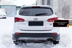 Накладка на задний бампер Hyundai Santa Fe III 2013-2015 г.в. Хюндай Сантефе, Черный, Hyundai, Накладка на задний бампер, Не требуется, ABS-пластик, Santa Fe, Новое, На штатные места, Santa Fe 2013-2017