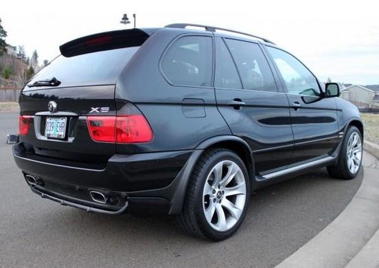 Накладка на задний бампер BMW X5 E53 1999-2006 г.в. в стиле 4.8, Черный, BMW, Защита заднего бампера, Требуется, Стекловолокно, X5, Новое, На штатные места, X5 (E53) 2000-