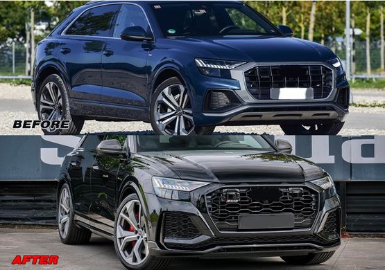 Тюнинг обвес для Audi Q8 стиль RS 2019+ г.в.  ауди ку8, Серый грунт (под покраску), Внешний Тюнинг, Audi, Комплект обвеса, Требуется, Полипропилен, Q8 2019-, Новое, На штатные места, Q8 2019-