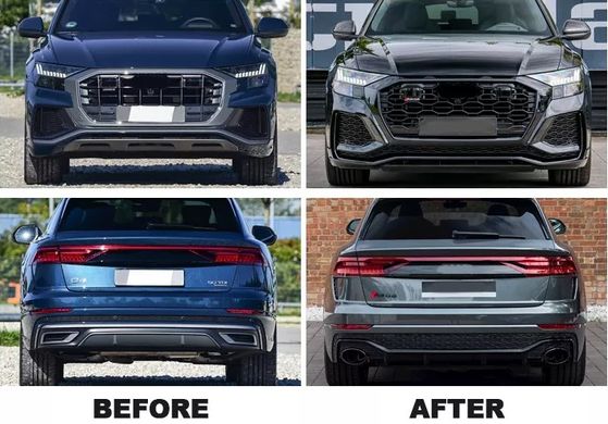 Тюнінг обвіс для Audi Q8 стиль RS 2019+ р.в. ауди ку8, Серый грунт (под покраску), Зовнішній тюнінг, Audi, Комплект обвеса, Требуется, Полипропилен, Q8 2019-, Новое, На штатные места, Q8 2019-