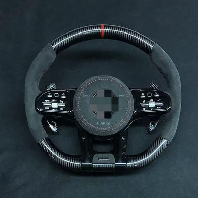 Карбонове кермо для Mercedes AMG GT W190 C190 W205 C205 W166 W167 W177 W213 W217 C217 W222 W223 W253 W257 W292 W463 W464, Деталі салону, Mercedes, Натуральная кожа, Новое, На штатные места