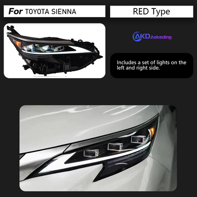 Передние тюнинг лед фары для Toyota Sienna 2021-2023 г.в. Тойота Сиена, Toyota, Альтернативная оптика
