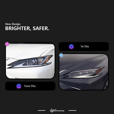 Передние тюнинг лед фары Lexus ES 2018+ г.в. Лексус ЕС, Черный, Lexus, Альтернативная оптика, ES, Новое, На штатные места