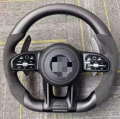 Карбонове кермо для Mercedes AMG GT W190 C190 W205 C205 W166 W167 W177 W213 W217 C217 W222 W223 W253 W257 W292 W463 W464, Деталі салону, Mercedes, Натуральная кожа, Новое, На штатные места