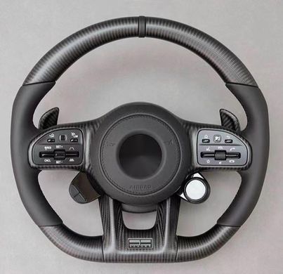 Карбонове кермо для Mercedes AMG GT W190 C190 W205 C205 W166 W167 W177 W213 W217 C217 W222 W223 W253 W257 W292 W463 W464, Деталі салону, Mercedes, Натуральная кожа, Новое, На штатные места