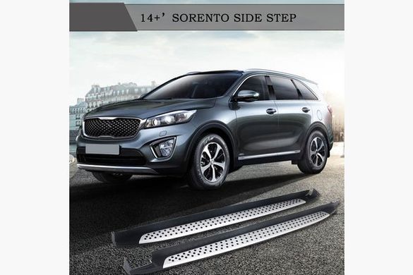 Модельні бічні пороги Kia Sorento 2015+ р.в., Черный, Kia, Пороги, Не требуется, Алюминий, Sorento, Новое, На штатные места