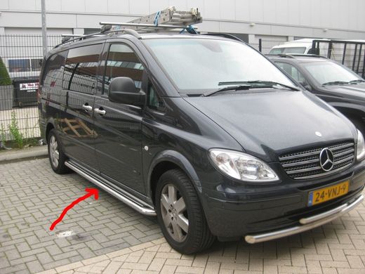 Боковые пороги площадка "Premium" Mercedes Viano 2004+ г.в. нержавейка