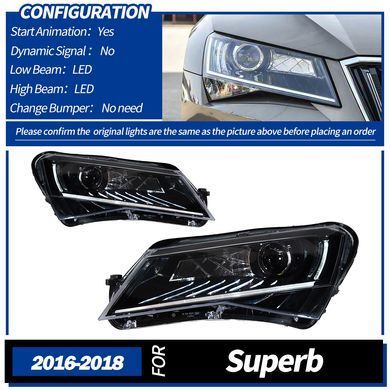 Передние лед фары Skoda Superb 2016-2018 г.в. Шкода Суперб
