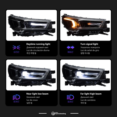 Передние тюнинг лед фары Toyota Hilux 2021+ г.в. Тойота Хайлюкс, Toyota, Альтернативная оптика, Новое, На штатные места