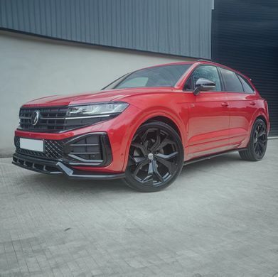 Накладка на передний бампер сплиттер для Volkswagen Touareg 2023+ г.в. R-line рестайлинг, Черный, Volkswagen, Накладка на передний бампер, Не требуется, ABS-пластик, Touareg, Новое, На штатные места