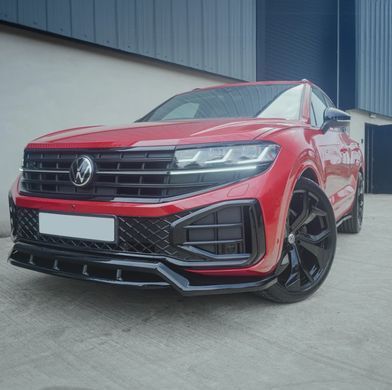 Накладка на передний бампер сплиттер для Volkswagen Touareg 2023+ г.в. R-line рестайлинг, Черный, Volkswagen, Накладка на передний бампер, Не требуется, ABS-пластик, Touareg, Новое, На штатные места