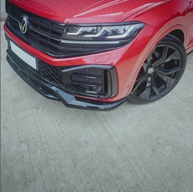 Накладка на передний бампер сплиттер для Volkswagen Touareg 2023+ г.в. R-line рестайлинг, Черный, Volkswagen, Накладка на передний бампер, Не требуется, ABS-пластик, Touareg, Новое, На штатные места