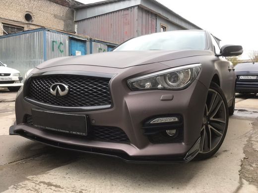 Спойлер переднего бампера Сплиттер Infiniti Q50 под спорт бампер 2013+ г.в. Иифинити к50