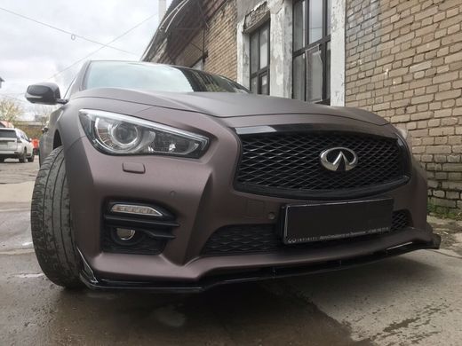 Спойлер переднего бампера Сплиттер Infiniti Q50 под спорт бампер 2013+ г.в. Иифинити к50