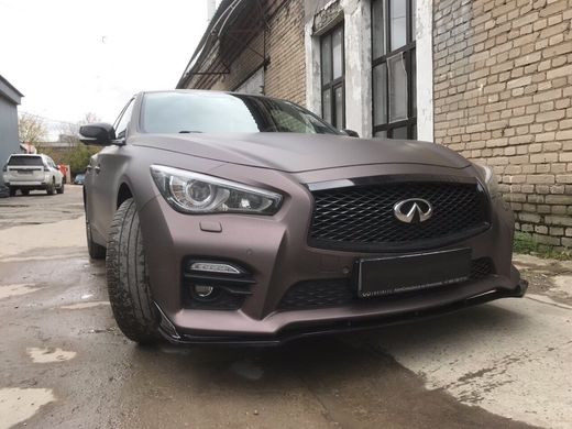 Спойлер переднего бампера Сплиттер Infiniti Q50 под спорт бампер 2013+ г.в. Иифинити к50