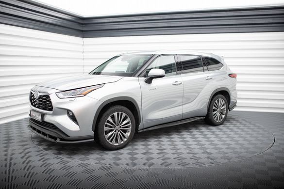 Накладки под заводские пороги лезвия для Toyota Highlander 2019- г.в. Тойота Хайлендер, Черный, Toyota, Накладка на передний бампер, Не требуется, ABS-пластик, Новое, На штатные места