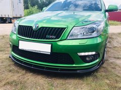 Спойлер переднього бампера спліттер Skoda Octavia A5 RS 2009-2013, Черный, Skoda, Накладка на передний бампер, По желанию, ABS-пластик, Octavia, Новое, На штатные места, OCTAVIA (1Z3) 2004-