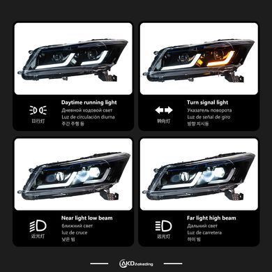 Передние тюнинг лед фары для Honda Accord 2008-2012 г.в. Хонда Акорд, Honda, Альтернативная оптика, Accord, Новое, На штатные места, ACCORD VIII (CU) 2008-