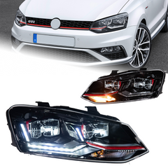 Передние лед фары для Volkswagen Polo 2009-2016 г.в. Волксваген Поло, Черный, Volkswagen, Альтернативная оптика, Polo, Новое, На штатные места, POLO (6R, 6C) 2009-