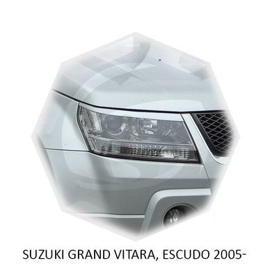 Накладки на передние фары (реснички) Suzuki Grand Vitara 2005-2012 г.в. Сузуки Гранд Витара, Серый грунт (под покраску), Suzuki, Декоративные накладки, Требуется, ABS-пластик, Grand Vitara, Новое, GRAND VITARA II (JT) 2005-