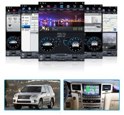 Магнитола в стиле Тесла для Lexus LX570 2007 - 2016 г.в. Лексус ЛХ570, Автомагнитола, Lexus, LX, Новое, На штатные места, LX (URJ) 2007-
