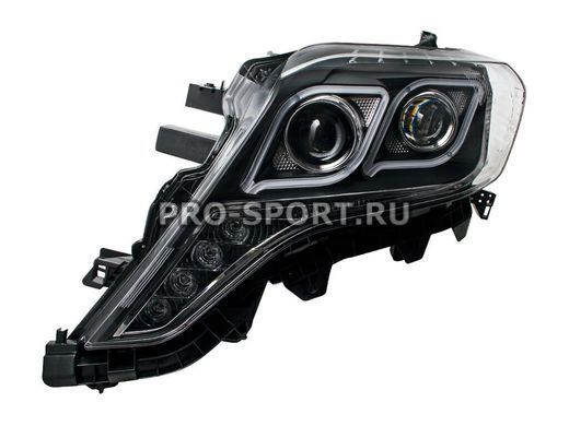 Тюнинг фары Toyota Land Cruiser Prado 150 '2013- с линзами, черные H7/H7