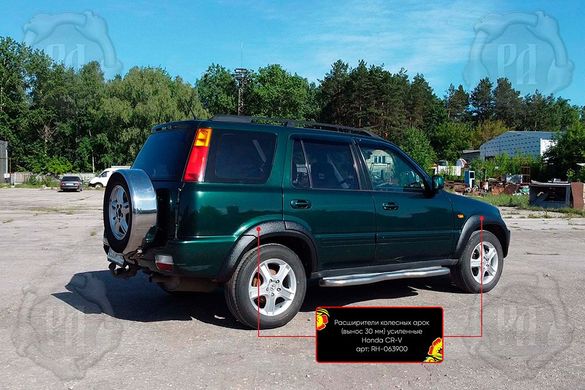 Расширители колесных арок (вынос 30 мм) Honda CR-V 1999-2001 (I рестайлинг), Черный, Honda, Расширители арок, Требуется, ABS-пластик, CR-V, Новое, На штатные места, CR-V I (RD) 1995-2002