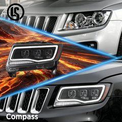 Передние лед фары для Jeep Compass 2011-2016 г.в. Джип Компас, Черный, Jeep, Альтернативная оптика, Compass, Новое, На штатные места
