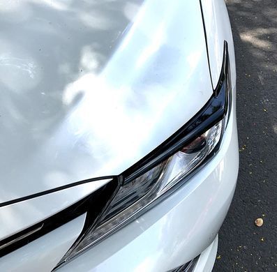 Накладки на фари вії Toyota Camry XV70 2018+ р.в. Тойота Камрі, Черный, Toyota, Декоративные накладки, Требуется, Стекловолокно, Camry, Новое, На штатные места, CAMRY (V70) 2018-