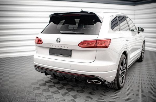 Накладка на задний бампер диффузор для Volkswagen Touareg 2018-2023 г.в. R-line дорестайлинг, Черный