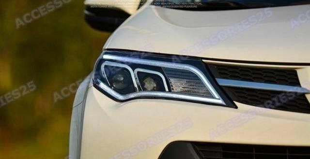 Тюнинг фары Toyota Rav4 '2013-2015 с линзами, черные