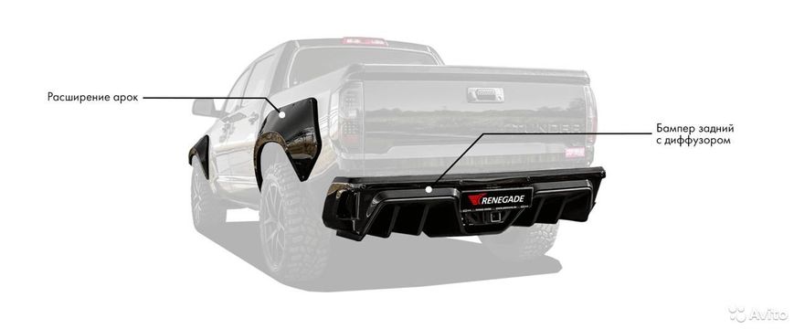 Тюнинг обвес на Toyota Tundra Renegade Design, Серый грунт (под покраску), Toyota, Комплект обвеса, Требуется, Стеклопластик, Tundra, Новое, На штатные места