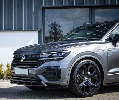 Накладка на передний бампер сплиттер для Volkswagen Touareg 2018-2023 г.в. R-line дорестайлинг, Черный, Volkswagen, Накладка на передний бампер, Не требуется, ABS-пластик, Touareg, Новое, На штатные места