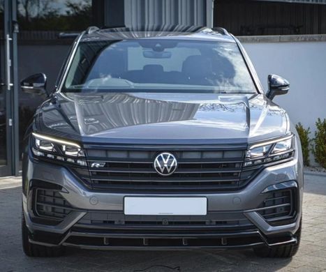 Накладка на передний бампер сплиттер для Volkswagen Touareg 2018-2023 г.в. R-line дорестайлинг, Черный, Volkswagen, Накладка на передний бампер, Не требуется, ABS-пластик, Touareg, Новое, На штатные места