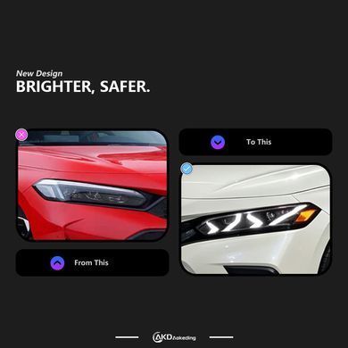 Передние тюнинг лед фары Honda Civic 2022+ г.в. Хонда Цивик 11, Honda, Альтернативная оптика, Civic, Новое, На штатные места