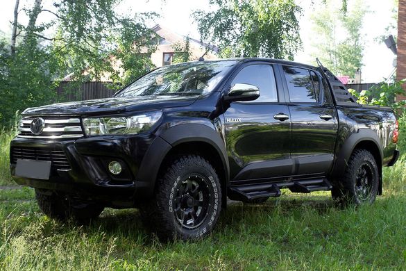 Расширители колёсных арок (вынос 25 мм) Toyota Hilux 2015-2018 (VIII дорестайлинг), Черный, Toyota, Расширители арок, Не требуется, ABS-пластик, Hilux, Новое, На штатные места, Hilux 2015-