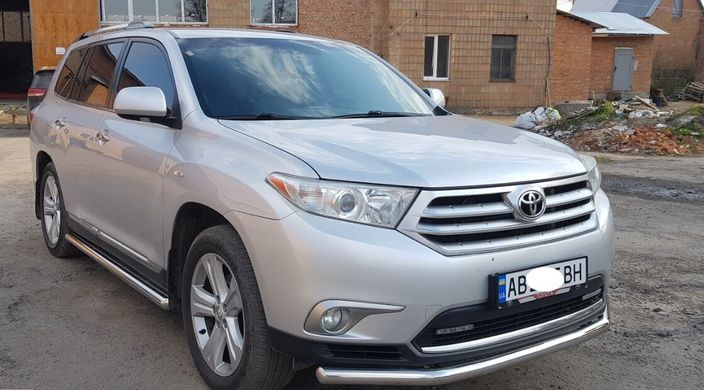 Защита переднего бампера одинарный ус Toyota Highlander 2010-2013 г.в.