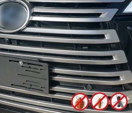 Защитная сетка переднего бампера для Lexus LX600 \550d 2021+ г.в. Лексус ЛХ600, Черный