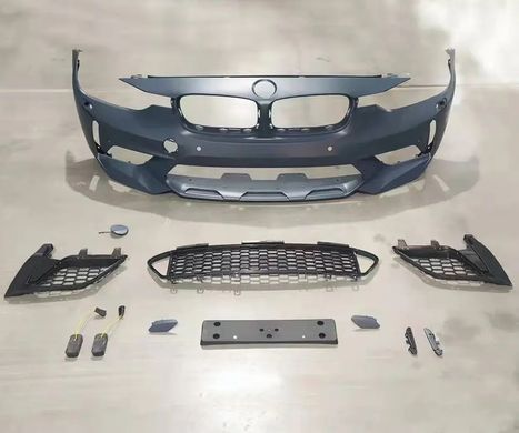 Передний бампер для BMW F30 2012-2018 г.в. стиль М2, Серый грунт (под покраску), Внешний Тюнинг, BMW, Передний бампер, Требуется, Полипропилен, 3-Series, Новое, На штатные места, 3 (F30, F35, F80) 2011-