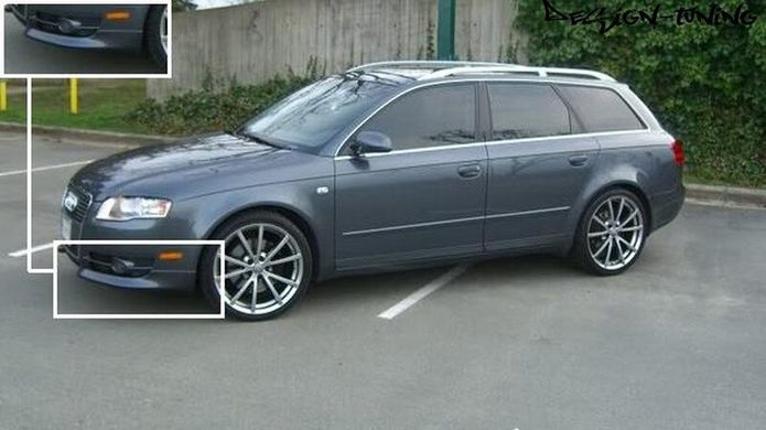 Накладки на передний бампер клыки Audi A4 B7 2004-2008 г.в.