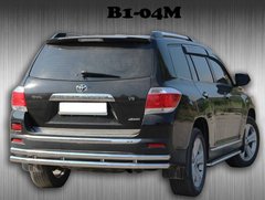 Защита заднего бампера двойная труба Toyota Highlander 2010-2013 г.в.