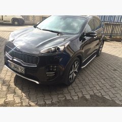 Боковые пороги площадка Kia Sportage 2016+ г.в. Black Line