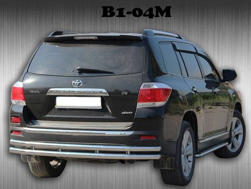 Защита заднего бампера двойная труба Toyota Highlander 2010-2013 г.в.