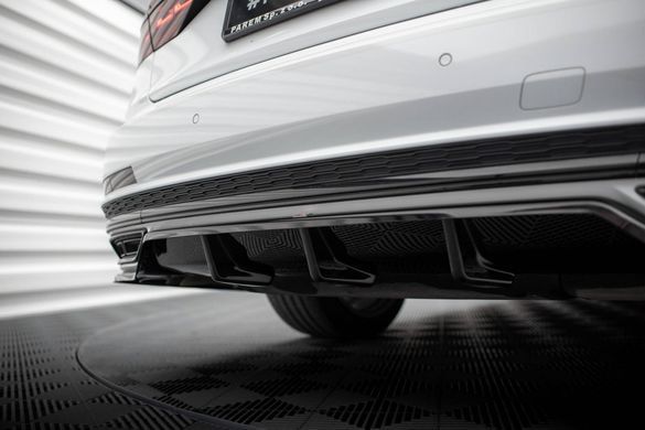Накладка на задній бампер дифузор для Audi A8 D5 2018-2021 р.в. S-line дорестайлінг, Черный