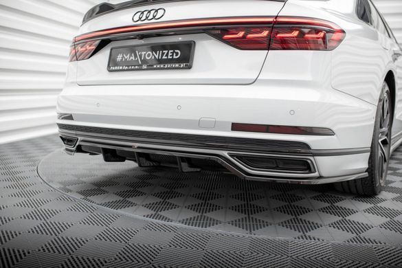 Накладка на задній бампер дифузор для Audi A8 D5 2018-2021 р.в. S-line дорестайлінг, Черный